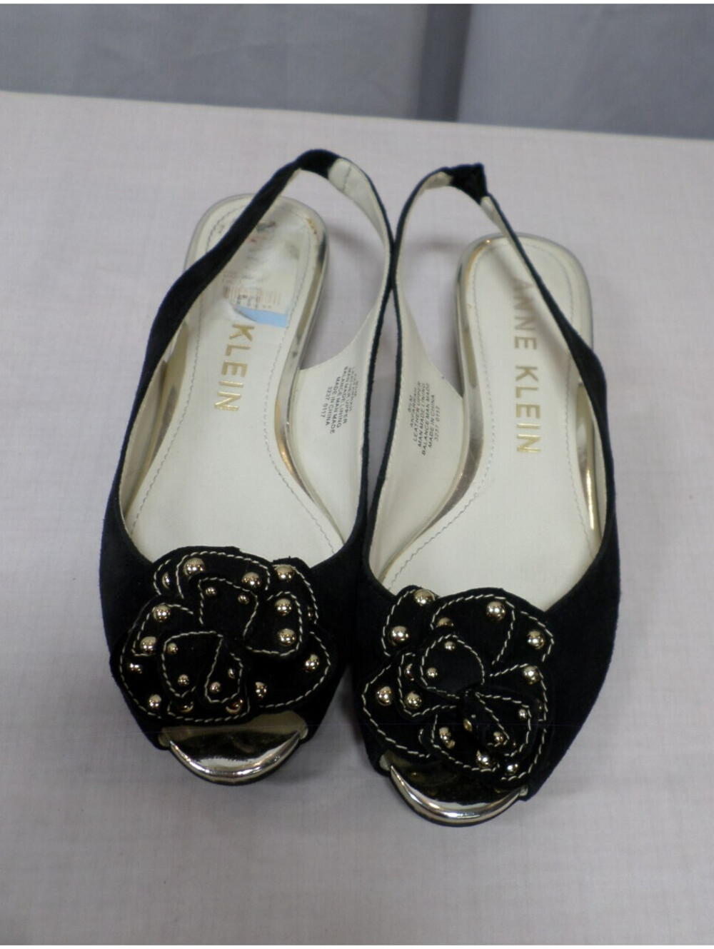DESIGNER ANNE KLEIN AKFARRAH OPEN TOE PUMP HEEL BLACK SHOES WOMEN'S SIZE 8 1/2M
